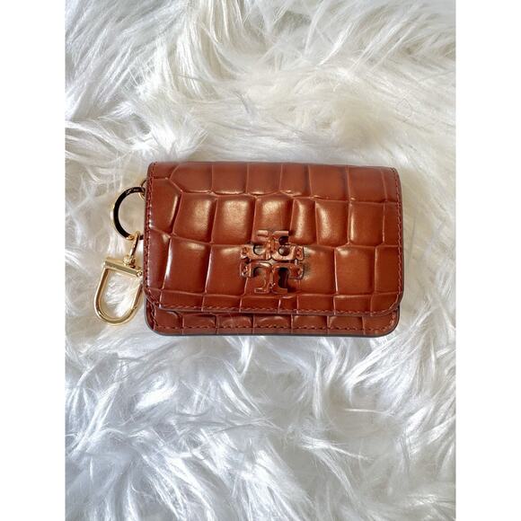 LIMITED TIME SALE - NEW $200 Tory Burch Flap Card case keychain crocodile wallet - Picture 3 of 8